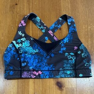 lululemon athletica Black and Blue Floral SPORT Top